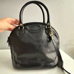 OROTON | Vintage Black Cowhide Leather Purse Top Grip with Crossbody Strap